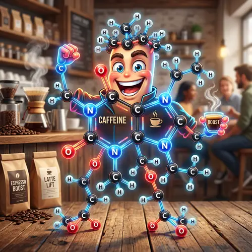 Caffeine Molecule Person | Anthropomorphic Representation