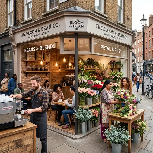 Rustic Coffee Shop & Blooming Flower Store - City Corner