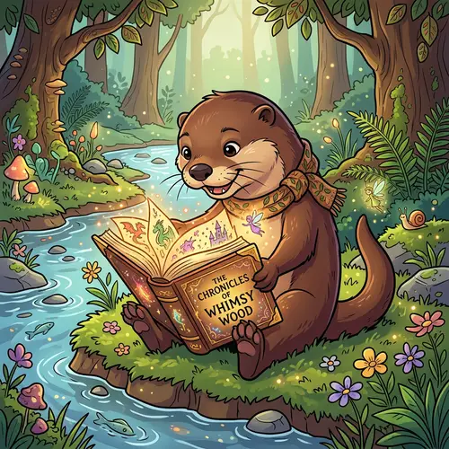 Enchanting Otter Engrossed in Magic Book | Wildlife Art