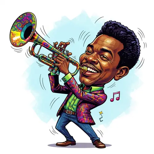 Joyful Musician Playing a Colorful Trumpet - Pop Art