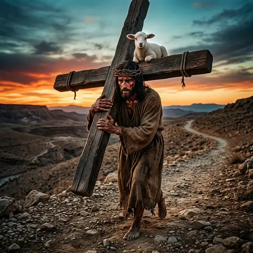 Jesus Christ Carrying the Cross - A Symbolic Artwork