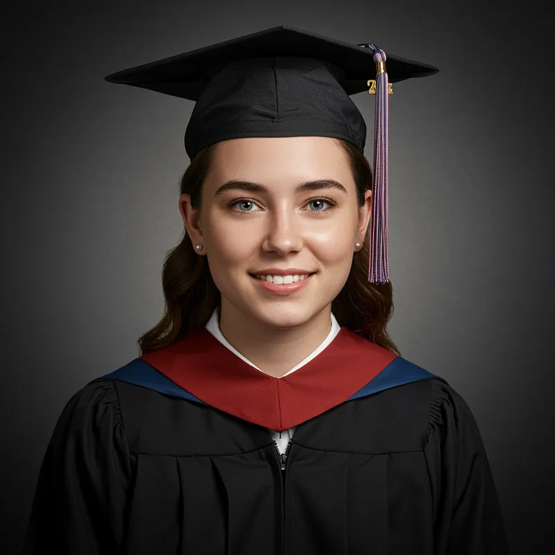 Realistic Graduation Photo with Cap and Gown