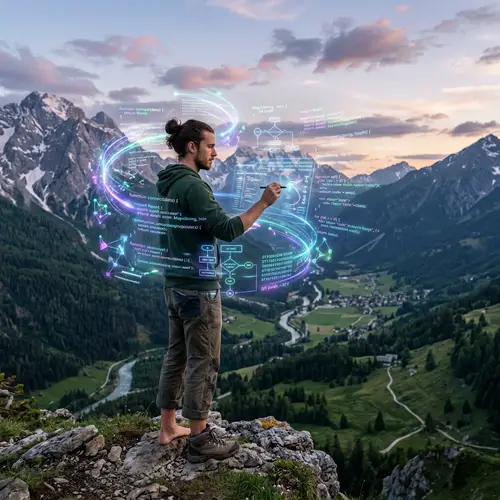 Surreal Tech and Coding Art in a Lush Valley