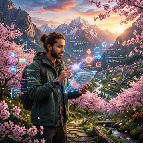 Futuristic Valley: Nature Meets Technology