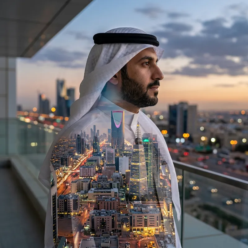 Professional Saudi Man Double Exposure Art Professional Saudi Man Double Exposure Art