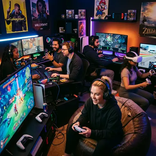 Diverse Gaming Scene with Immersive Characters