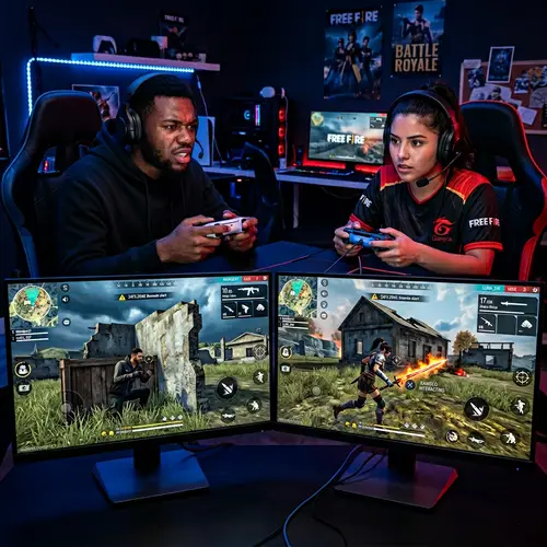Intense Gaming Scenario: Black Male vs Hispanic Female in Free Fire