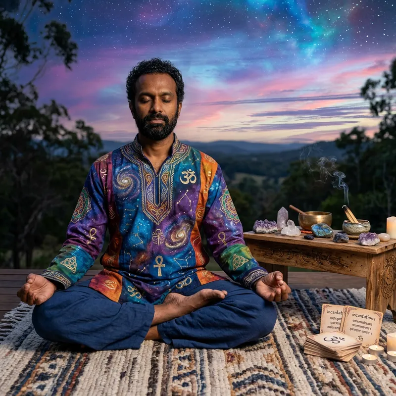 Spiritual Entrepreneur Meditating in Metaphysical Style