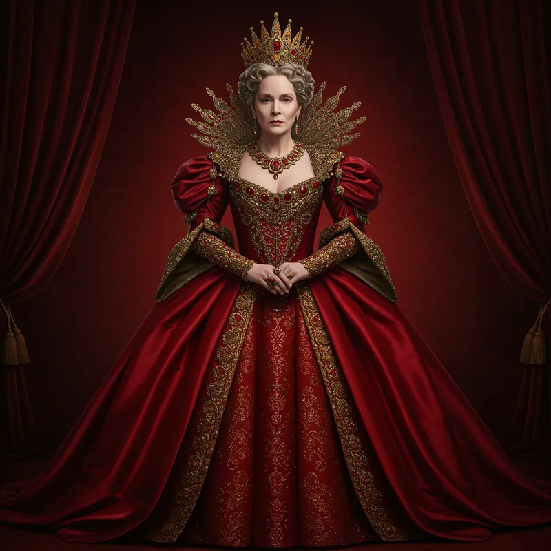 Majestic Queen in a Red Dress - Regal Image