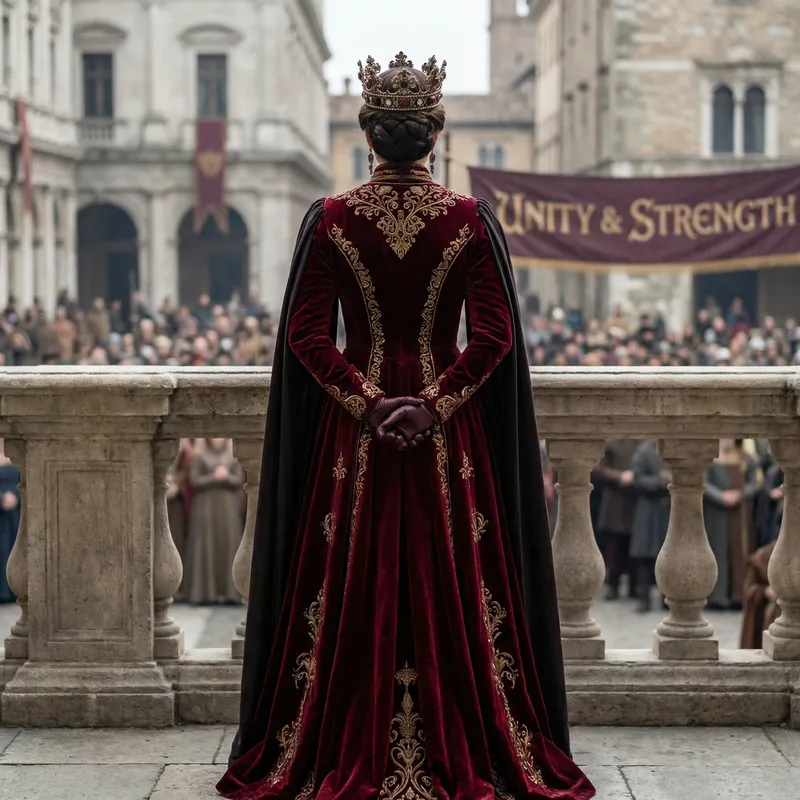 Majestic Queen in a Red Dress - Regal Image Majestic Queen in a Red Dress - Regal Image