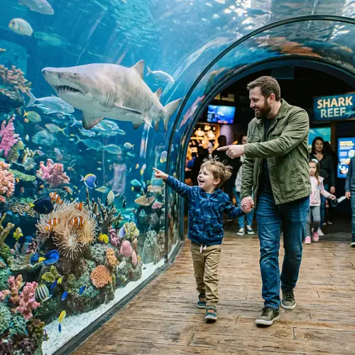 Joyful Aquarium Adventure: Father & Son Exploring