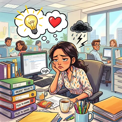 Cartoon Office Scene: Humor in Diligence