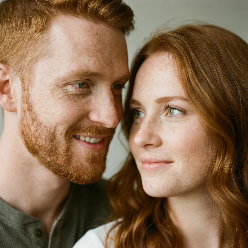 Close-Up Ginger-Haired Couple with Freckles | Romantic Look