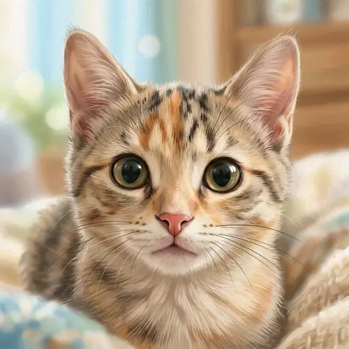 Adorable Domestic Cat with Wide Curious Eyes