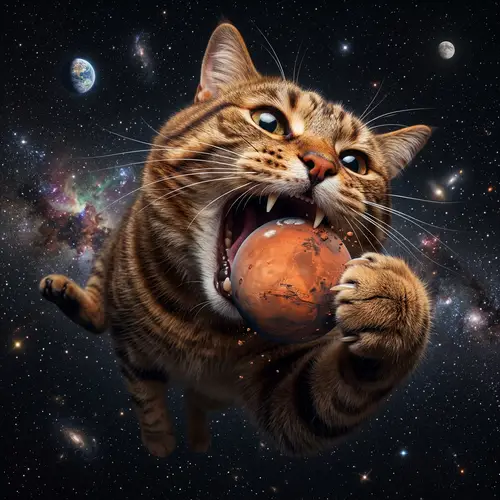 World's Largest Cat Mistaking Mars for Cat Food