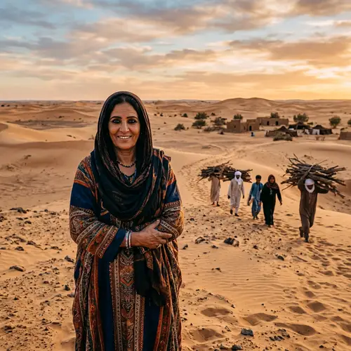 Middle-Eastern Woman with Kohl-Rimmed Eyes in Desert