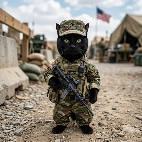 Brave Cat Soldier in Combat Gear | Military Feline Story