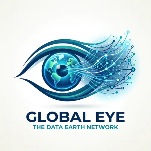 Earth-Eye Logo with Data Streams | Global Data Connectivity