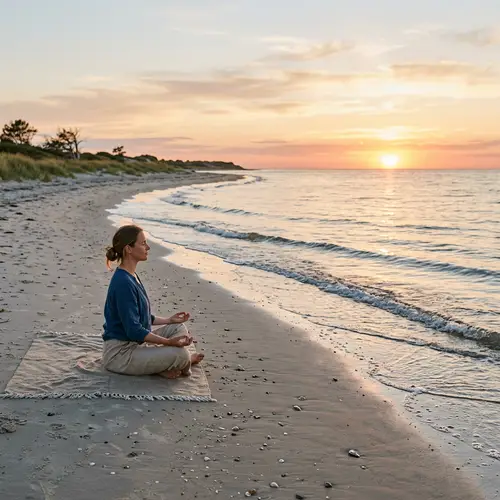 Mindfulness at a Peaceful Beach Sunset