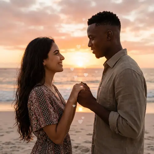 Romantic Sunset Beach Love Image for Couple