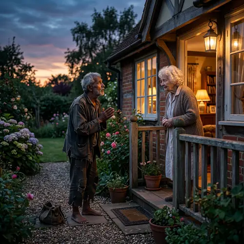Humble Beggar Seeks Shelter at Elderly Woman's Home