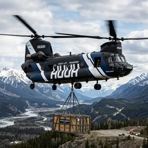 Chinook Helicopter: Blue, White & Black Cargo Model