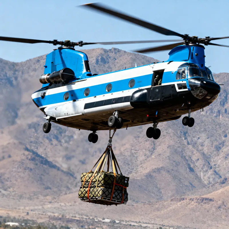 Chinook Helicopter: Blue, White & Black Cargo Model