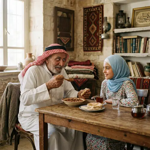 Wisdom Across Generations: Arab Man and Young Girl