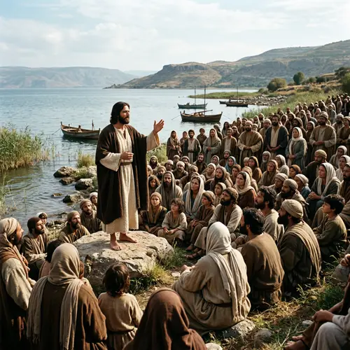 Jesus Teaching the Crowd by the Sea