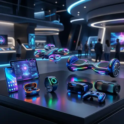 Futuristic Blue & Black LED Products Collection