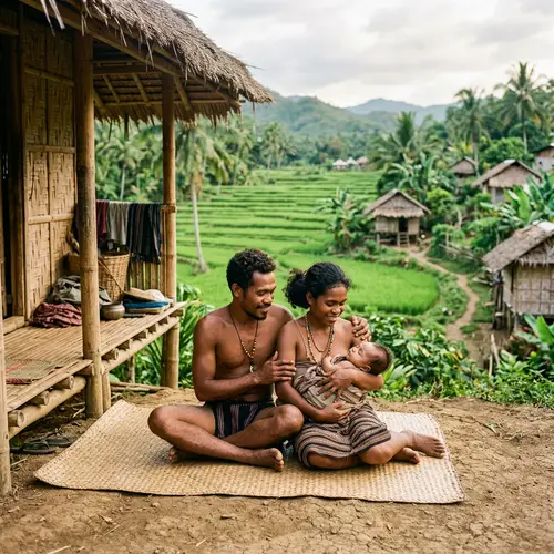 Authentic Village Scene in the Philippines | Indigenous Filipino Parents with Baby