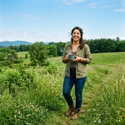 Serene Hispanic Woman Enjoying Coffee in Nature