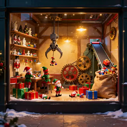 Magical Christmas Toy Factory Window Display