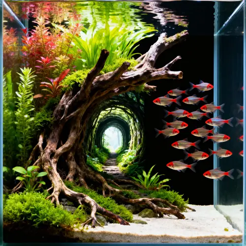 Vivid Aquarium with Tunnel Landscape and Fish