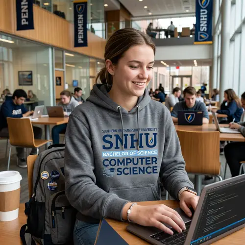Trendy SNHU College Hoodie for Computer Science Students