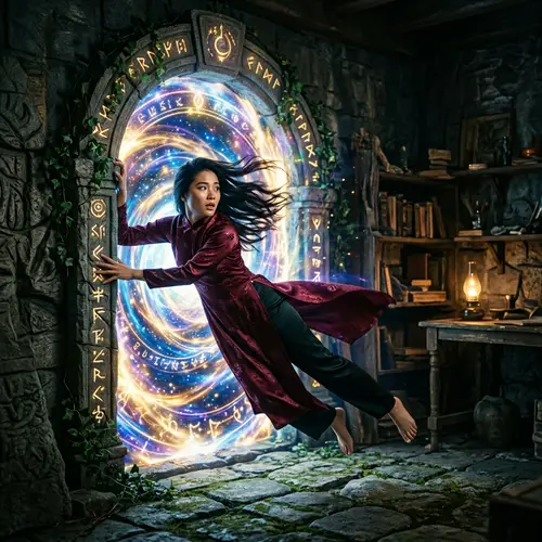 Magical Door Pulling Young Vietnamese Woman Named Linh Lan