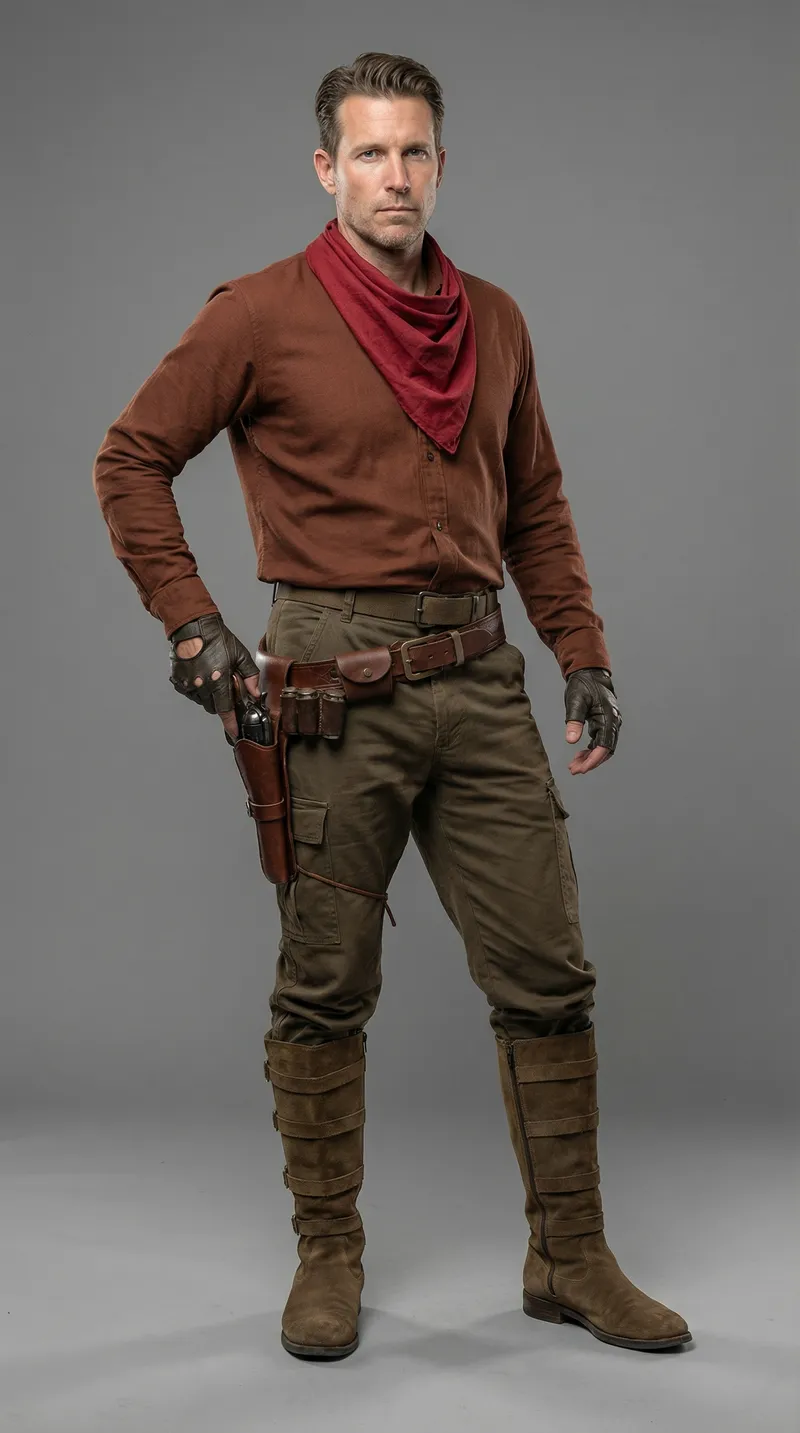 Tall Man in Relaxed Pose with Gun