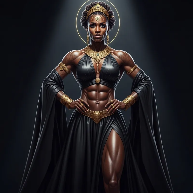 Black Queen Muscle Goddess - Empowering Strength