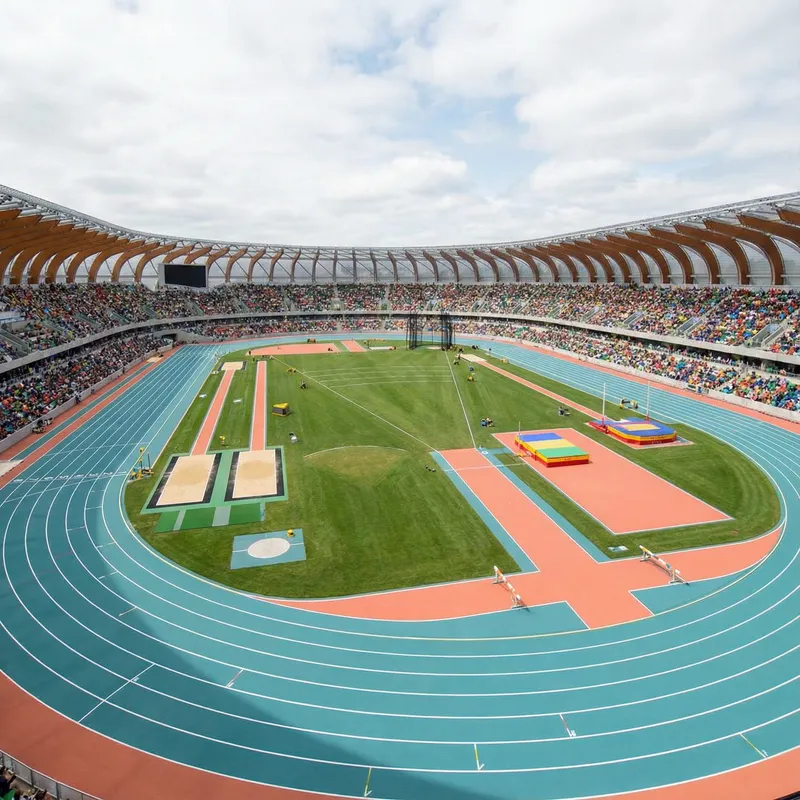 Innovative 9-Lane Track and Field Stadium Design