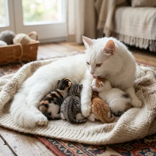 Mother Cat Nurturing Kittens: Heartwarming Moments