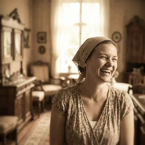 Playful and Radiant Woman in Vintage Style Photography