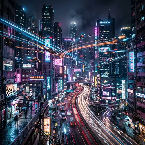 Futuristic Cyberpunk Cityscape - Vibrant Nighttime Scene