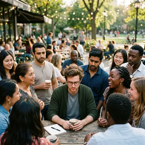 Diverse Emotions: Multicultural Gathering Artwork
