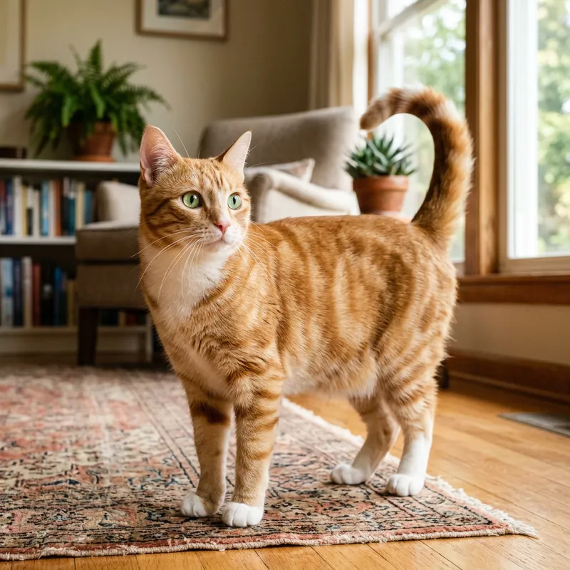 Elegant Ginger and White Cat in Domestic Setting