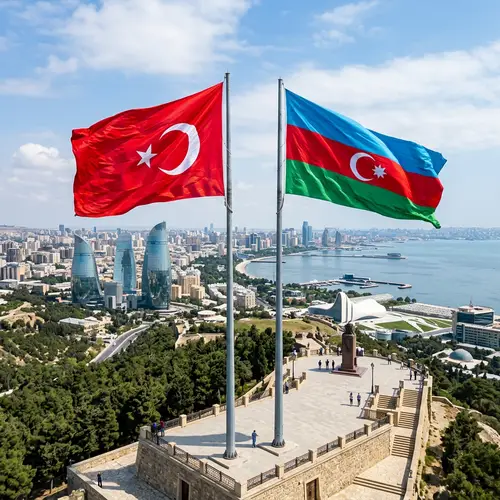 Flags of Turkey and Azerbaijan Flying High for Unity and Pride