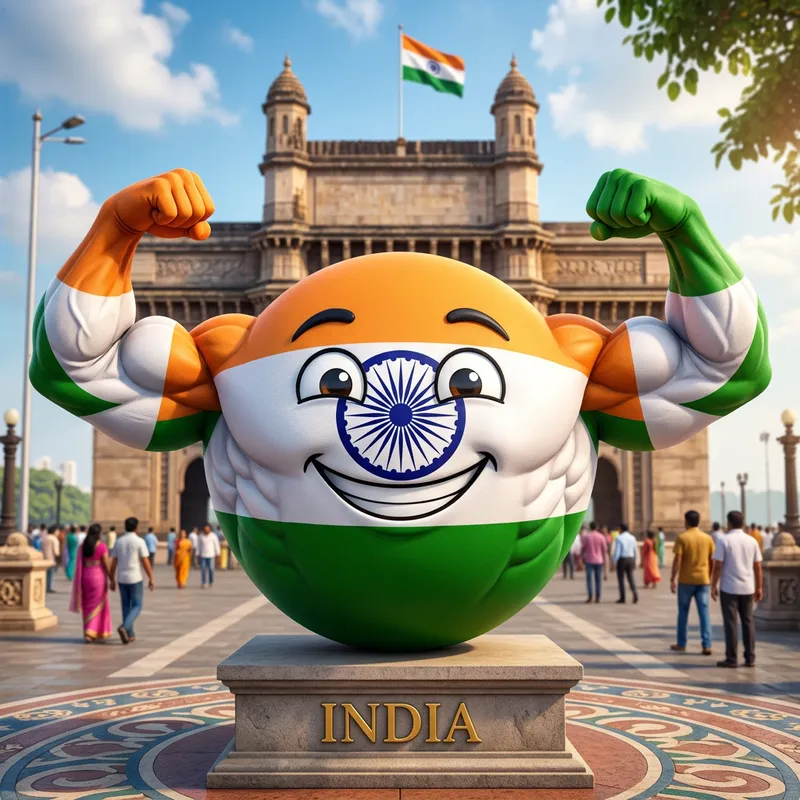 Muscular Indian Country Ball with Flag Design