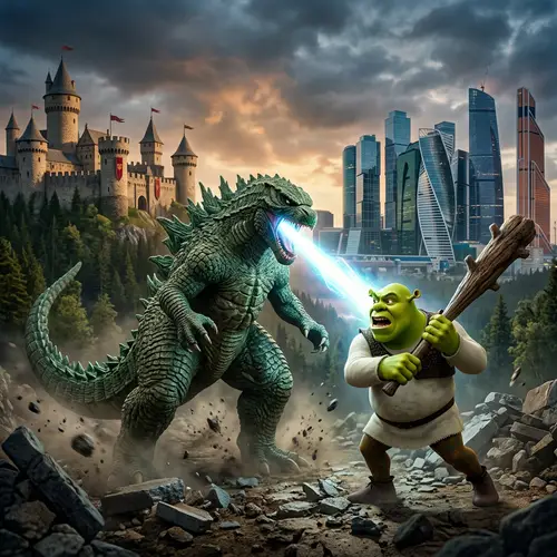 Dinosaur vs Shrek

