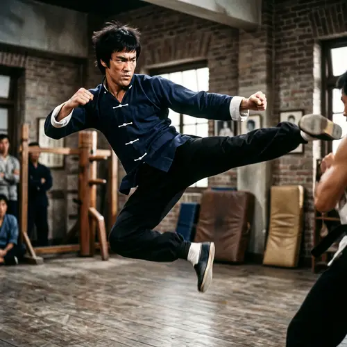 Bruce Lee Attacking: Iconic Martial Arts Moves
