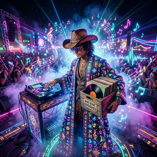 Mystical DJ with Wizard-Like Aura | Electro-Magic Fusion