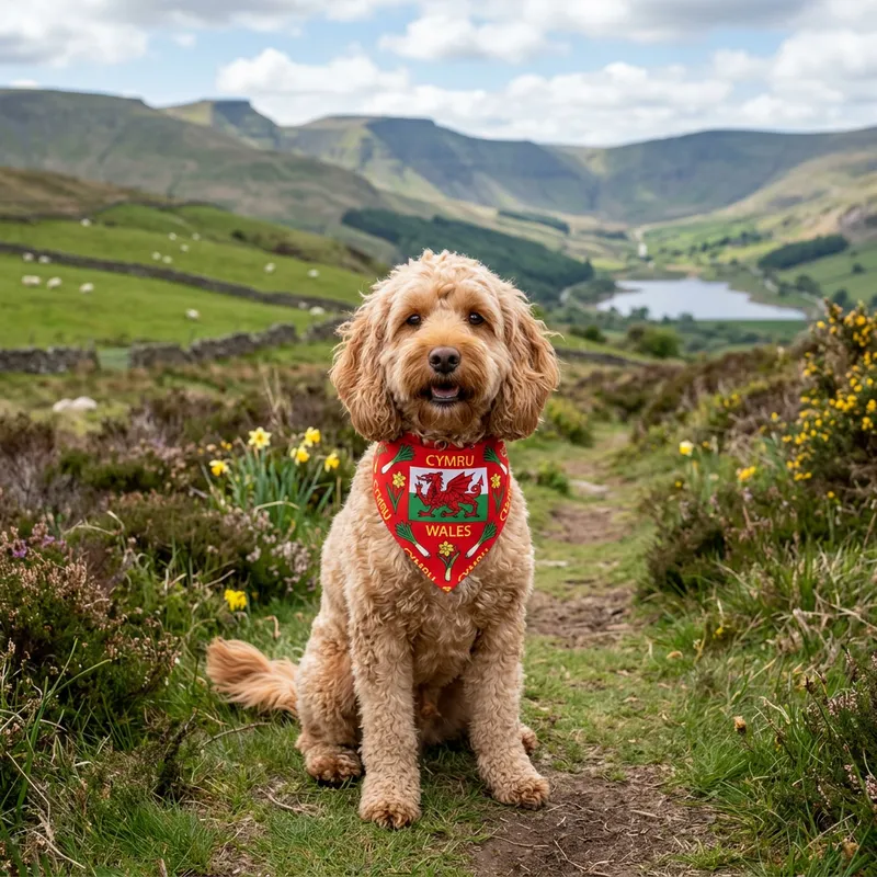 Cockerpoo in a Welsh Bandana - Cute Pet Photo